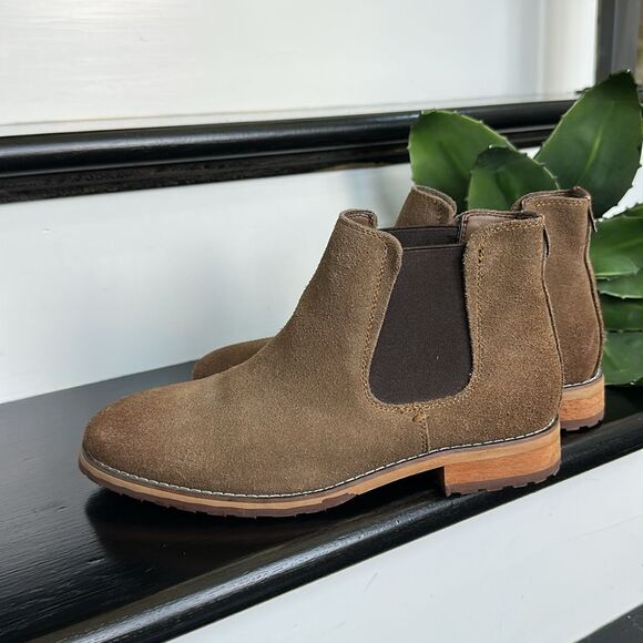 New!  Genuine Leather Chelsea Boots Brown Suede Size 7 gift - Picture 3 of 7